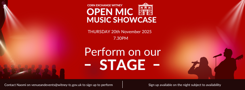 Open Mic Show case at The Corn Exchange. Thursday November 20th 2025 at 7:30pm